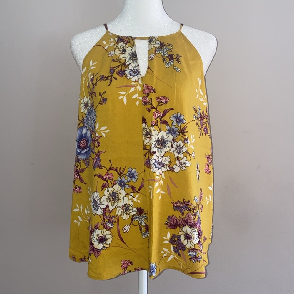 Francesca’s “Blue Rain” Floral Boho Tank